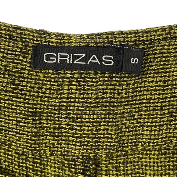 GRIZAS Textured Linen Midi Dress - Green Black Tweed - Size Small - Picture 4 of 5